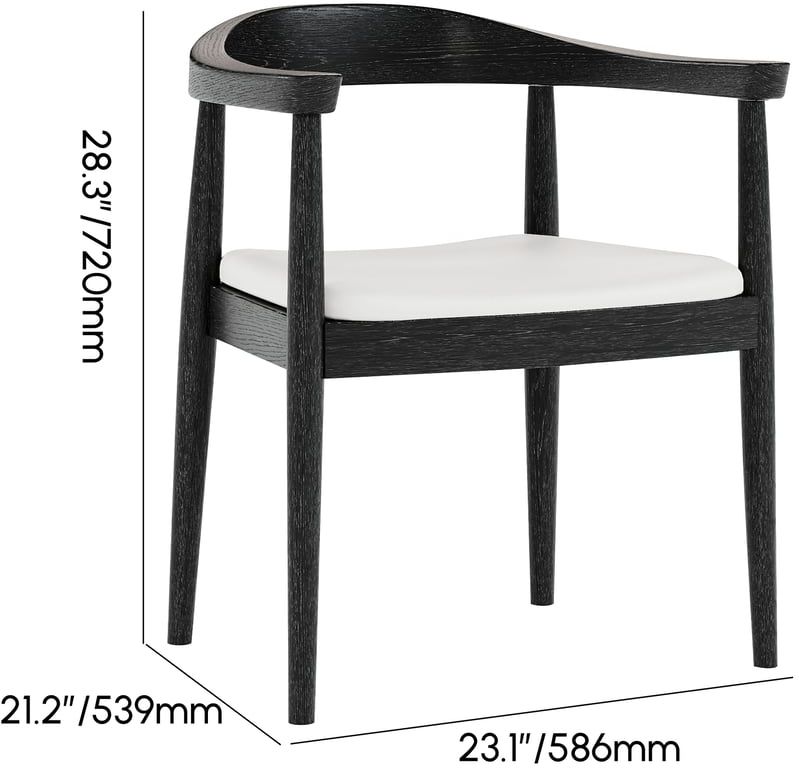 HMR Modern Wood Upholstery Dining Chair - Black, Performance Leather, 1-Piece