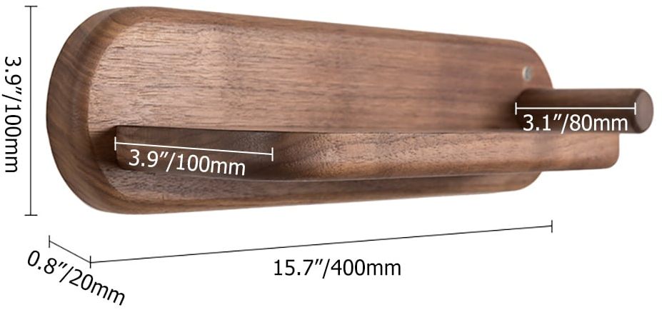 HMR - Wood Hair Dryer Holder Rack in Walnut with Accessories Storage & Shelf