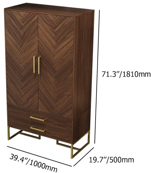 HMR - Mid Century Modern Amoire Closet Dresser Walnut Wardrobe Clothes Cabinet with Drawer