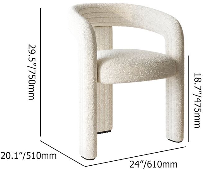 HMR Modern Sherpa Dining Chairs - Off-White, 6-Pieces