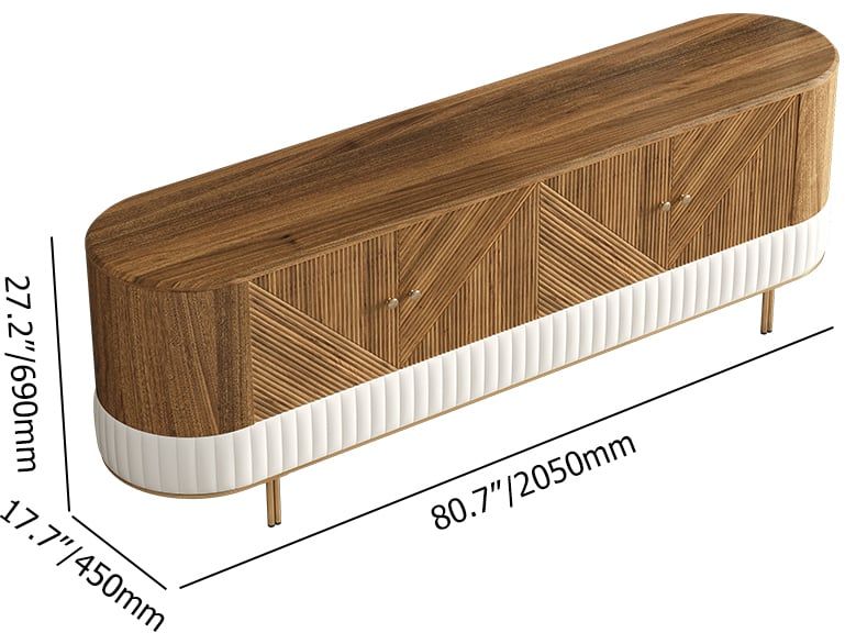HMR - Wovent Mid-Century Modern Walnut Wood Tall TV Stand with Storage for 80 inch TV