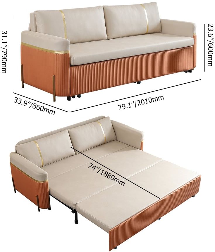 HMR - 79" Queen Leath-Aire Sleeper Sofa with Trundle