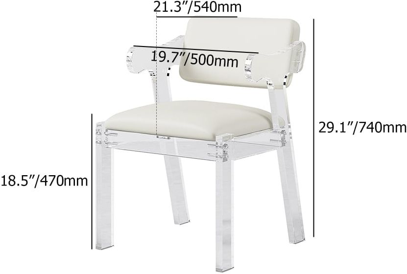 HMR - Modern Dining Chairs Acrylic with PU Leather Upholstery White