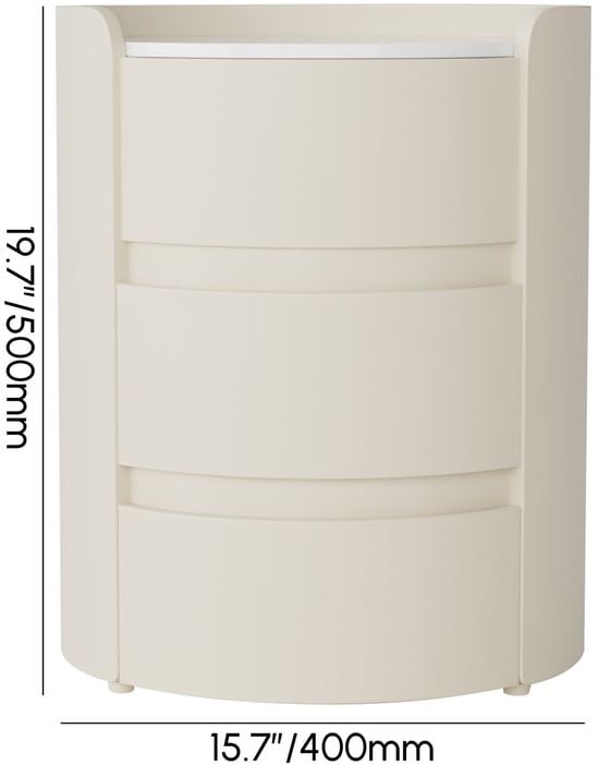 HMR - Modern white bedside tables with 3-drawer marble and leather