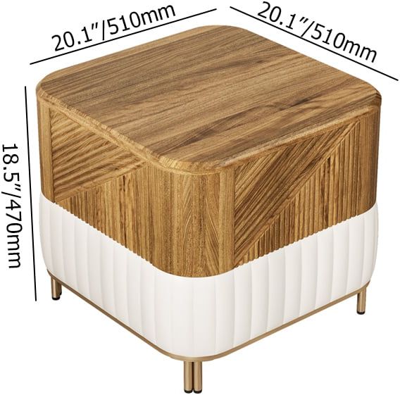 HMR - Wovent Mid-Century Square Modern Walnut Wood Narrow Side Table with Storage Nightstand