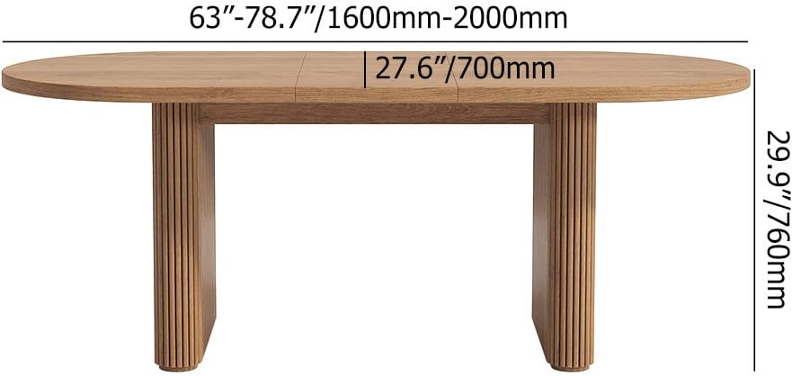HMR Japandi Oval Extendable Dining Table - Walnut, 63"-79" (seats 4-6)