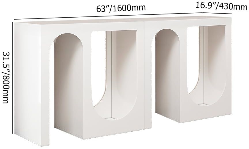 HMR - 63”Modern Arched Console Table White Wooden Entryway Table