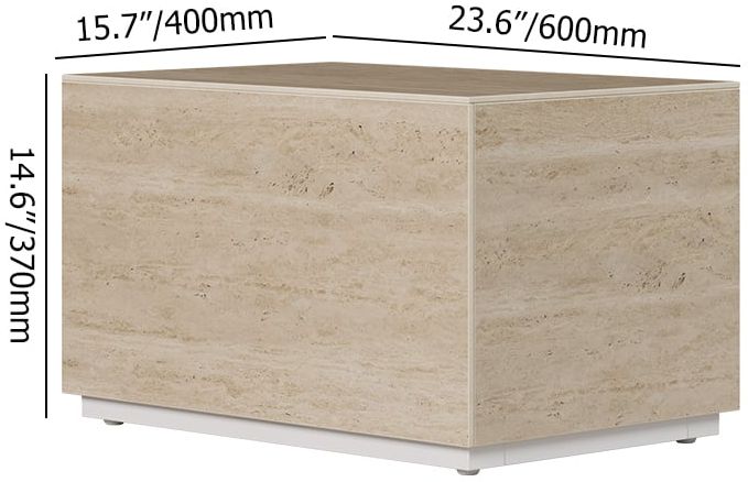 HMR 23" Sintered Stone Floor Nightstand with Drawer - Beige, Number Of Drawers: 1, Single