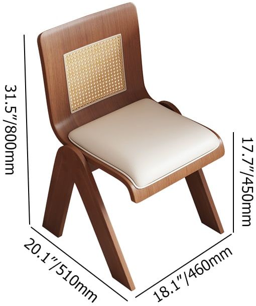 HMR - Set of 2 Japandi Modern Dining Chairs Walnut with PU Leather Upholstery White