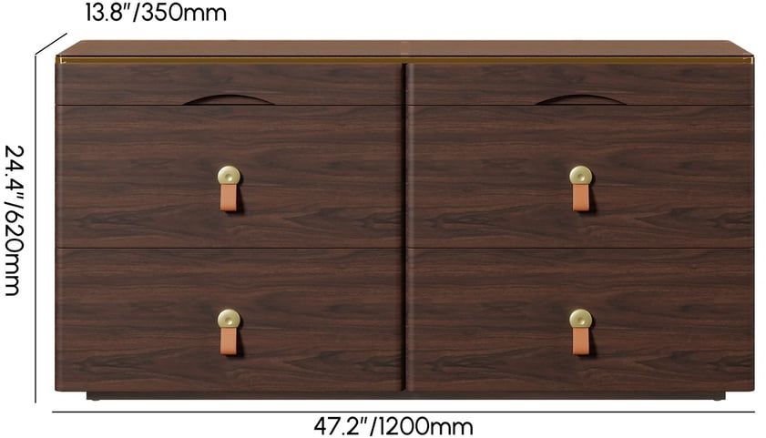 HMR Chanor 47" Glass Top 6-Drawer Dresser - Walnut