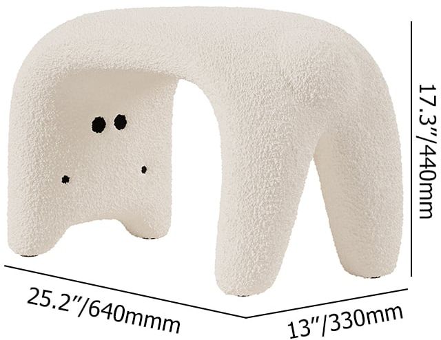 HMR - Modern White Cute Makeup Accent Chair Teddy Velvet Vanity Stool Kids Stool Upholstery