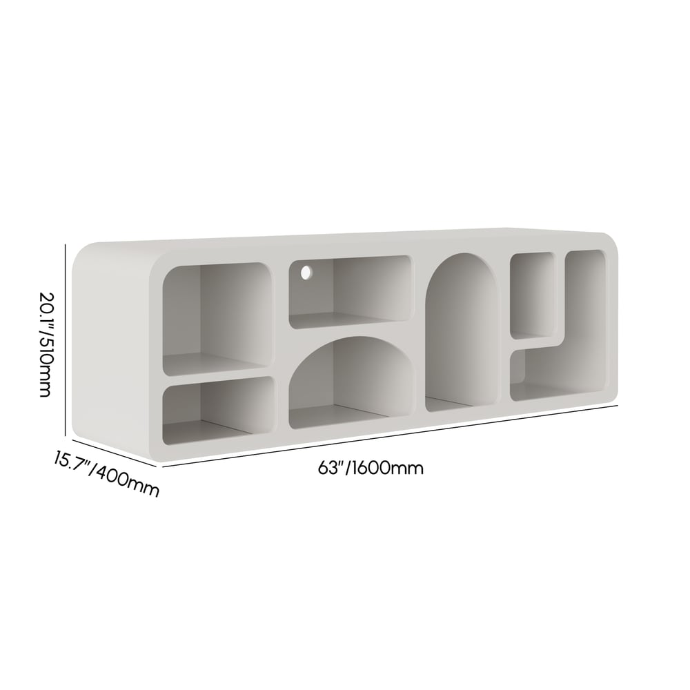 HMR Codiys Art Deco Bookshelf Wood TV Stand with Shelves for TV Up to 70" - White