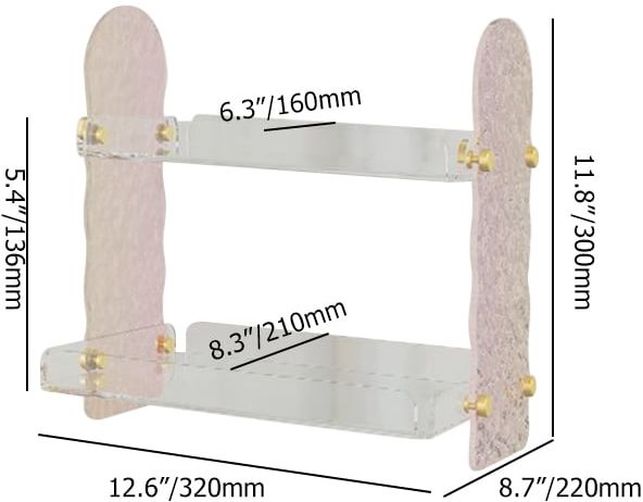 HMR - 2 Tier Acrylic Bathroom Storage Rack Makeup Cosmetic Organizer in Iridescent & Clear
