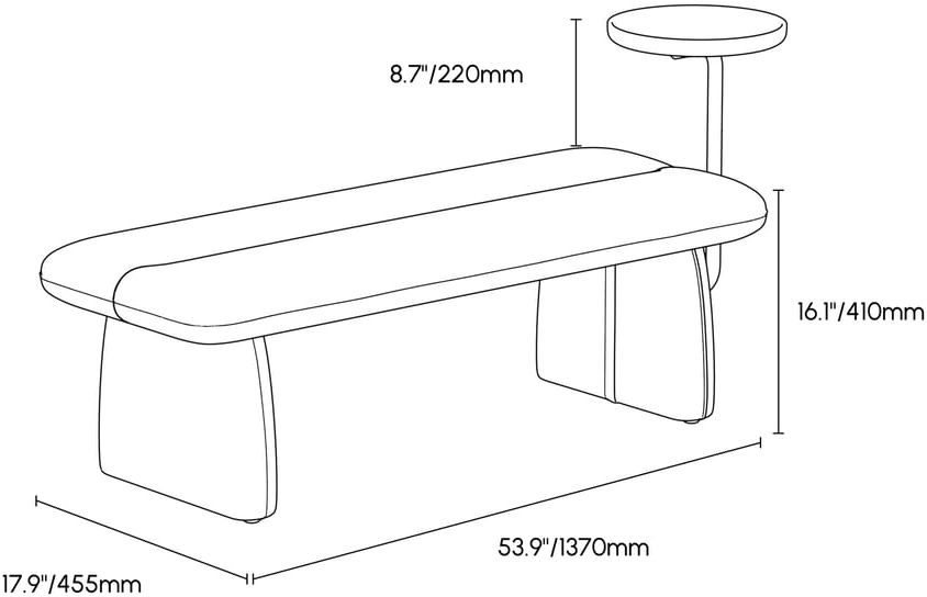 HMR - 54" Modern Green & Teak Entryway Bench with Tray