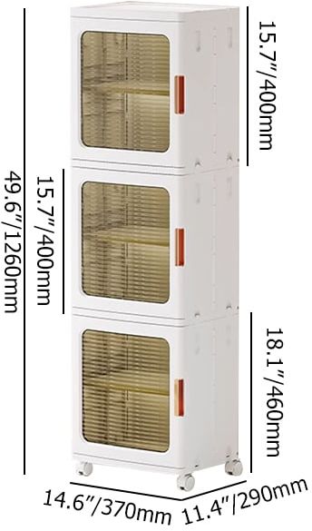HMR - 3 Tiered White Bathroom Storage Cabinet Freestanding with 3 Shelves & Doors