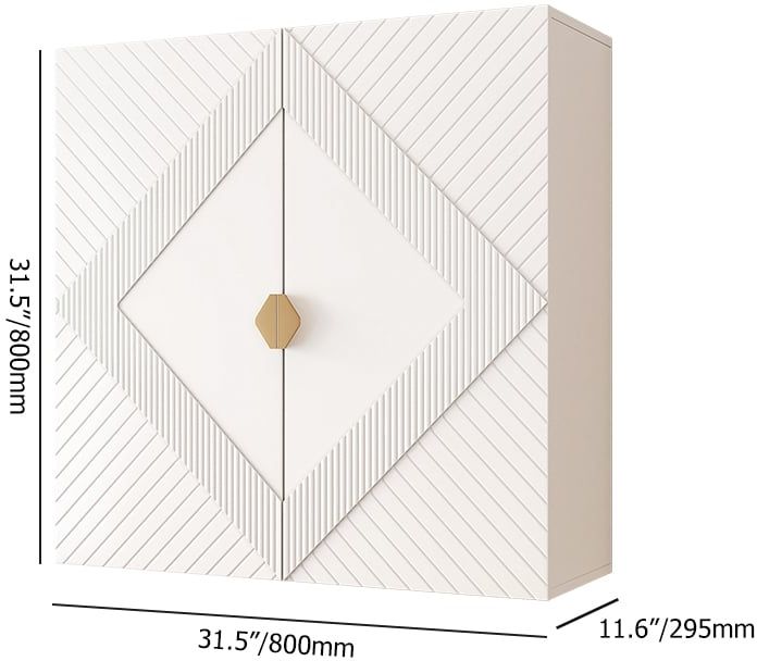 HMR - Modern White Hanging Wall Mounted Wine Cabinet with Storage