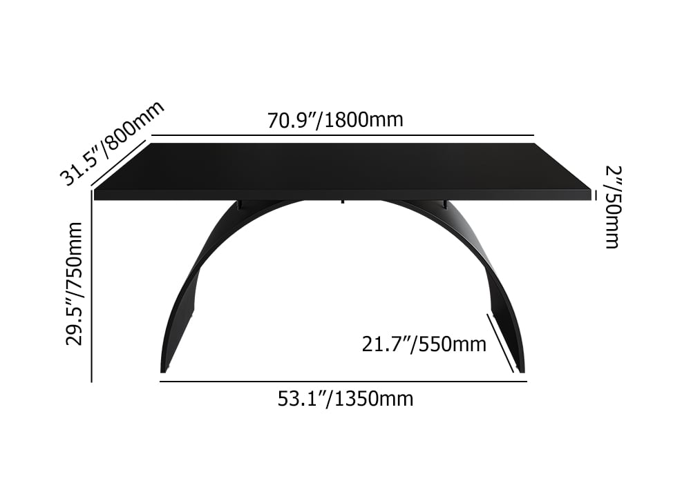 HMR Modern Rectangular Writing Desk & Office Desk Chair Set High Back - Black, 70.9"L x 31.5"W x 29.5"H