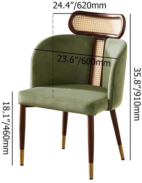 HMR Mid-Century Modern Dining Chairs with Velvet Upholstery (Set of 2) - Green