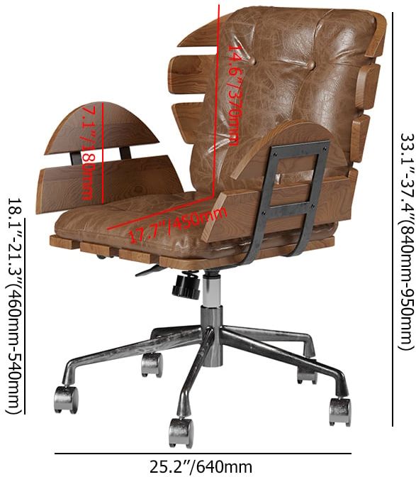HMR Rustic Farmhouse Wooden Office Desk & Industrial Swivel Office Chair Set - Natural, 47.2"L x 23.6"W x 29.5"H