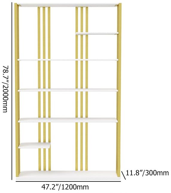 HMR Modern Etagere Bookshelf with 6-Shelf - White/Gold