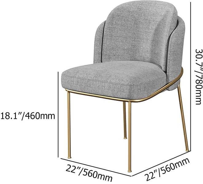 HMR Linenic Series Modern Dining Chairs with Linen Upholstery - Gray/Gold, Single