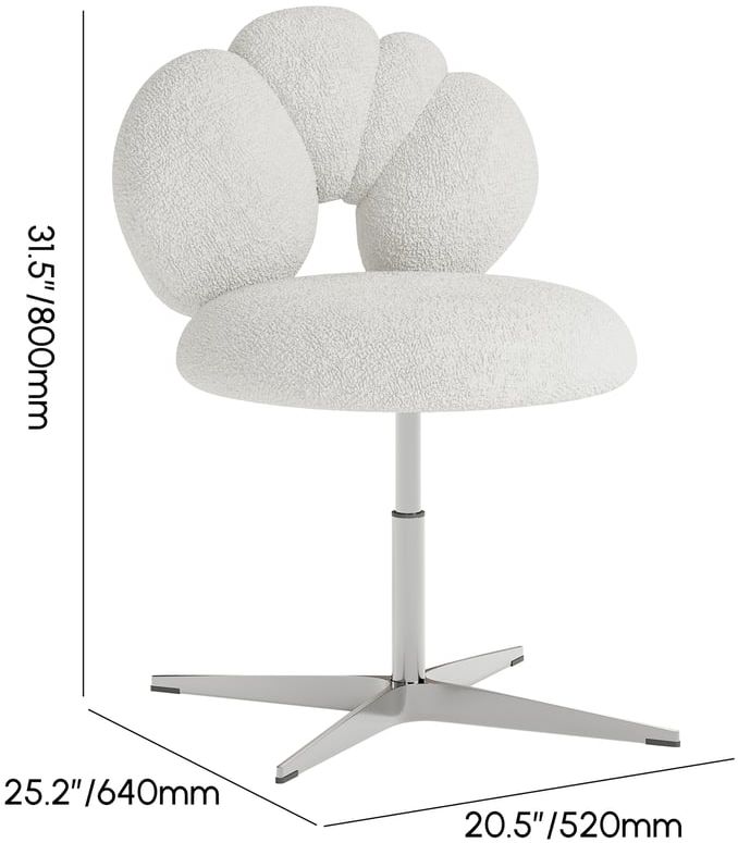 HMR - Modern Adjustable Swivel Lamb Wool Dining Room Chairs with Upholstery White