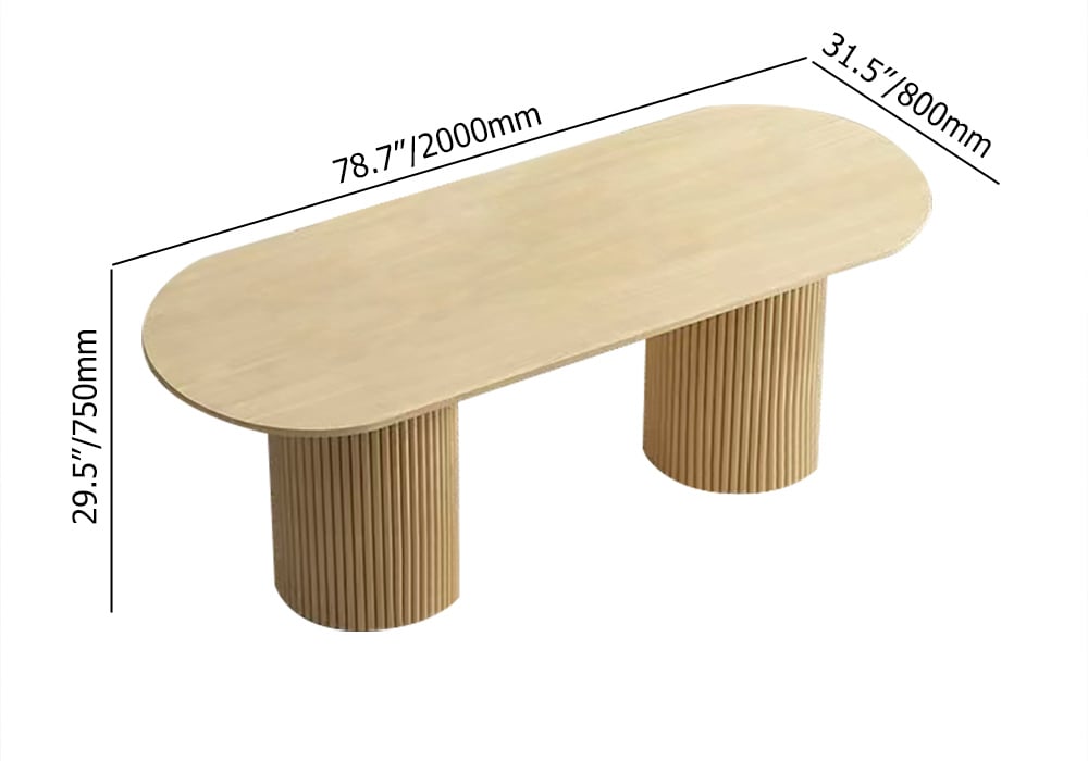 HMR Japandi Style Oval Wood Dining Table - Natural 78.7" (Seats 6-8 People)