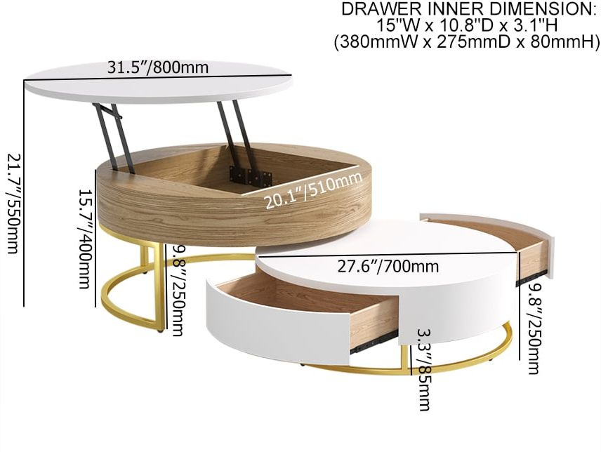 HMR - Nesnesis Extendable TV Stand & Lift-top Coffee Table Set