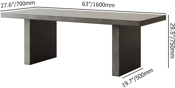 HMR Upoak Series Farmhouse Rectangle Wood Dining Table - Gray, 63"L x 27.6"W x 29.5"H