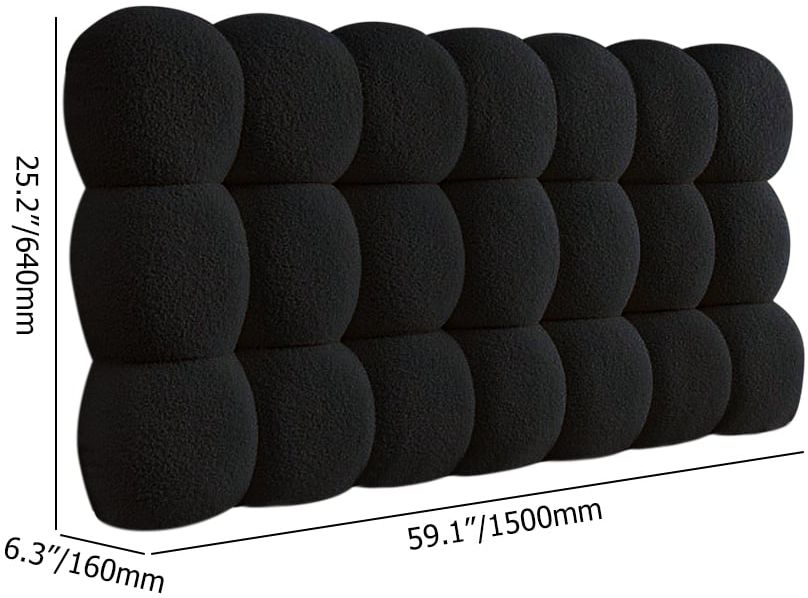 HMR Modern Queen Tufted Upholstered Boucle Headboard Pillow - Black