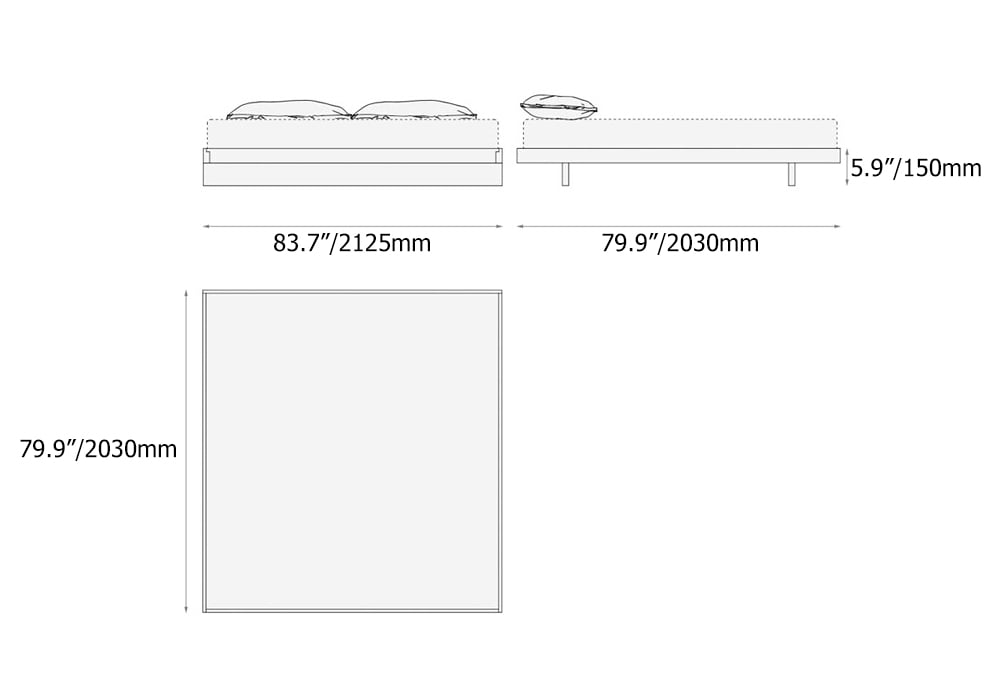 HMR Japanese Style Floor Bed - Natural, King