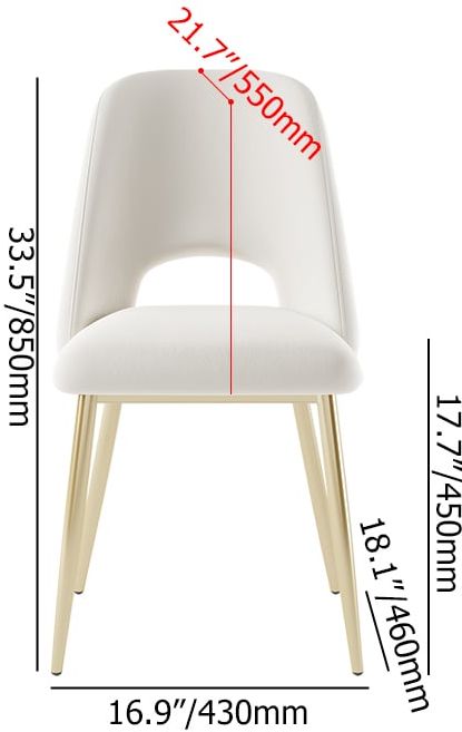 HMR Set of 2 Mid-Century Modern Dining Chairs Velvet Upholstery - White
