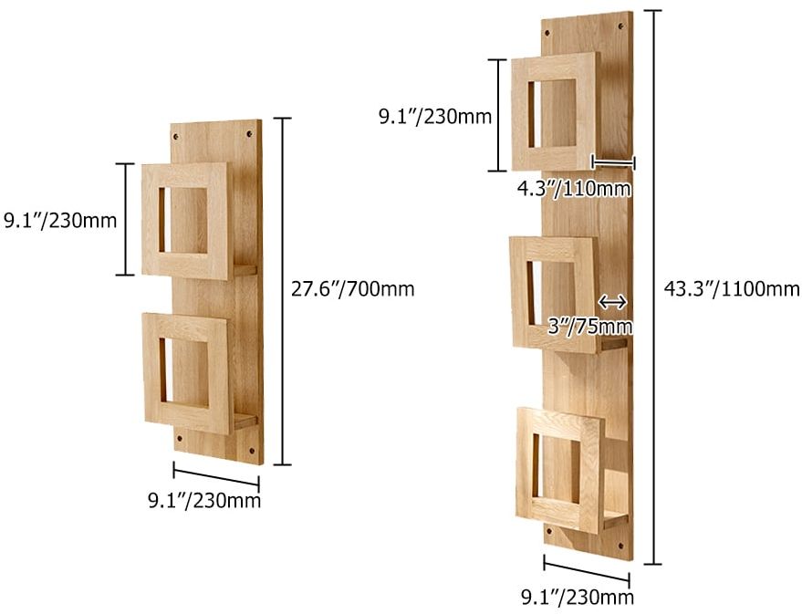 HMR - 2-Piece Wooden Wall Mounted Display Shelves Magazine Racks