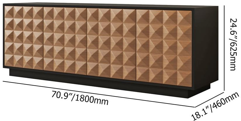 HMR - 70.9" Modern Black & Natural Tall TV Stand with Storage for 75 inch tv