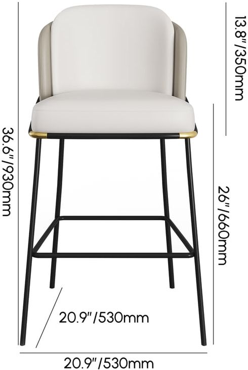HMR Linenic Series Modern PU Leather Bar Stools - Gray, 20.9"L x 20.9"W x 36.2"H, 1-Piece