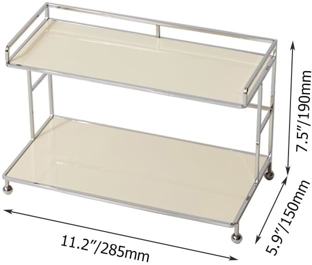 HMR Modern 2-Tier Acrylic Storage Shelf Storage Rack with Open Storage - Cream