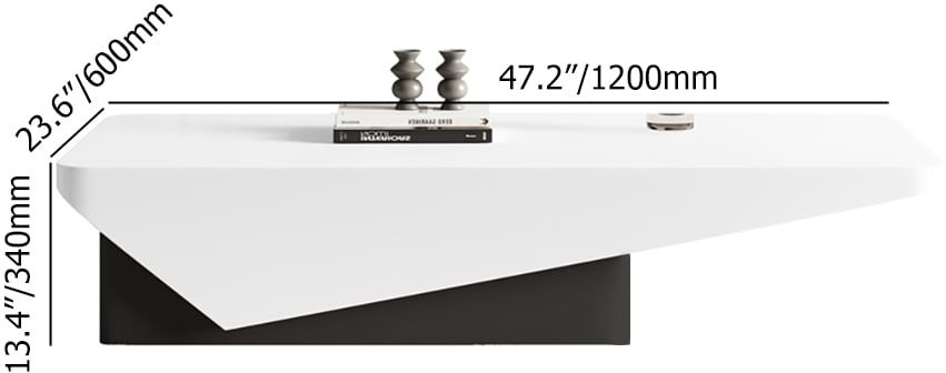 HMR - 47" Block Coffee Table White Rectangular with Drawer Storage in Black