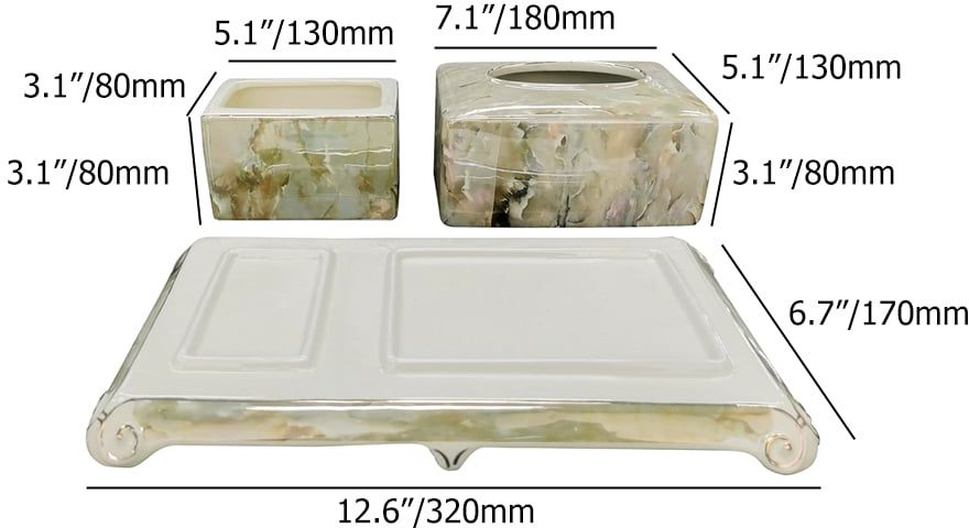HMR - Marble Tissue Box Ceramics Tissue Holder Set
