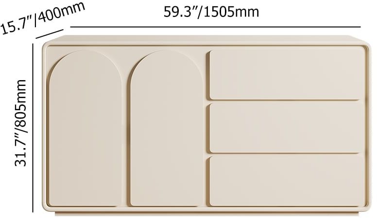 HMR - 59" Modern Off White Sideboard Buffet with Storage Credenza Arch Door