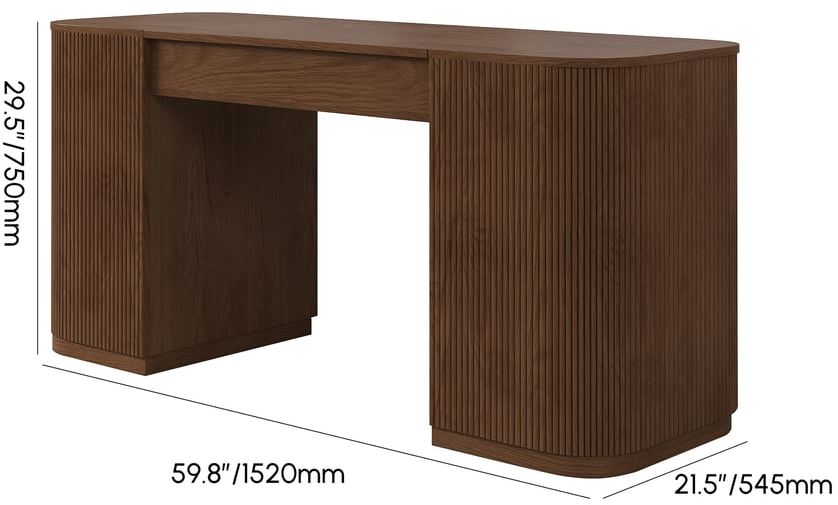 HMR Modern Standing Writing Desk with 2 Doors & Ample Storage Office Desk - Walnut