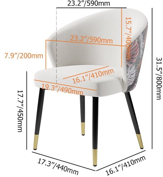 HMR Modern Dining Chairs with Velvet Upholstery - White, 1-Piece