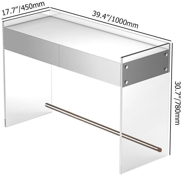 HMR - Modern Floating Acrylic Makeup Vanity Vanity Desk with Drawers