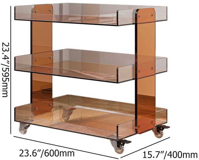 HMR - 23.6" Modern 3-Tier Acrylic Bar Cart