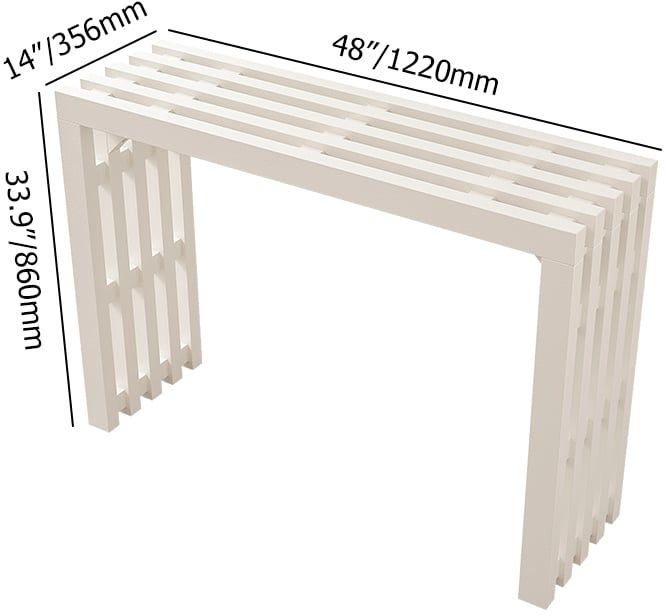 HMR - 48" Modern White Waterfall Console Table Narrow Wooden Entryway Table