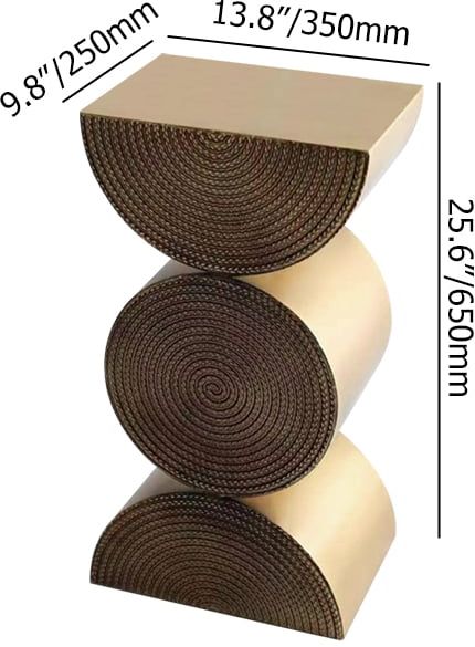 HMR - 14" Metal Art Decor Gold Side Table