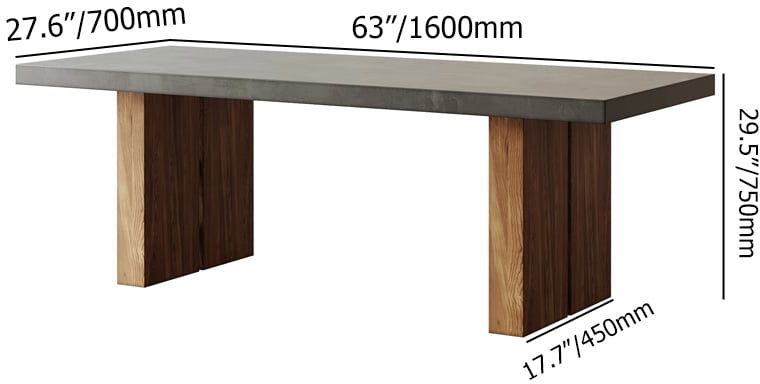 HMR Upoak Series Farmhouse Rectangle Wood Dining Table - Natural, 63"L x 27.6"W x 29.5"H