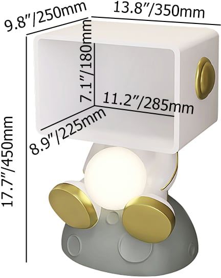 HMR - Modern White & Gold Bedroom Nightstand with Light & Open Storage