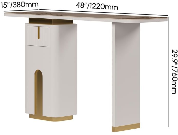 HMR - Artus 48" Modern Sintered Stone Console Table with Storage Entryway Table
