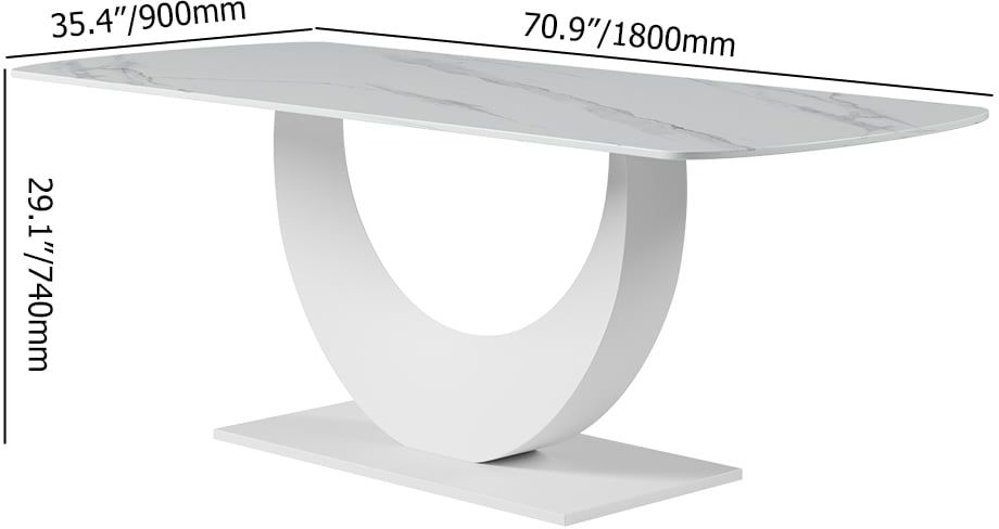 HMR - 70.9" Modern Style Rectangle Sintered Stone Dining Table Seats 6-8 People