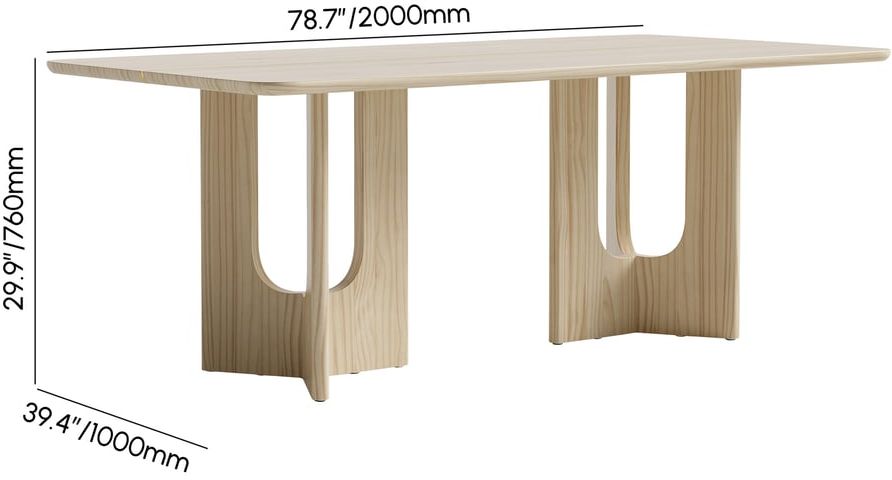 HMR - 78.7'' Farmhouse Rectangle Solid Wood Dining Table Seats 6-8 People